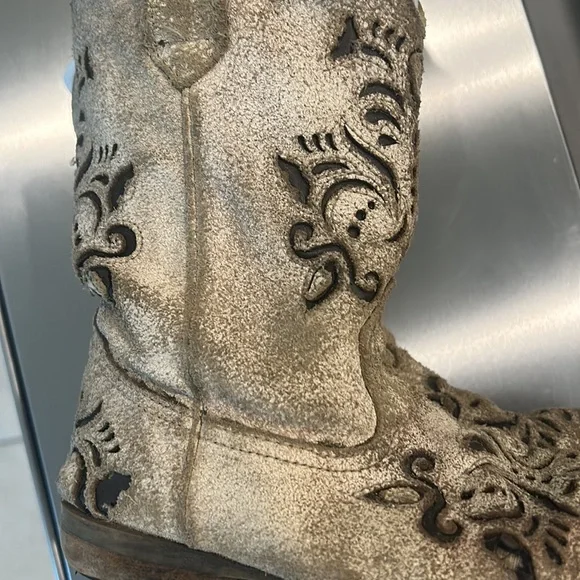 Little Girl Roper Belle Tan Cowboy Western Boots GUC sz 12 Leather Upper Balance - Picture 12 of 17